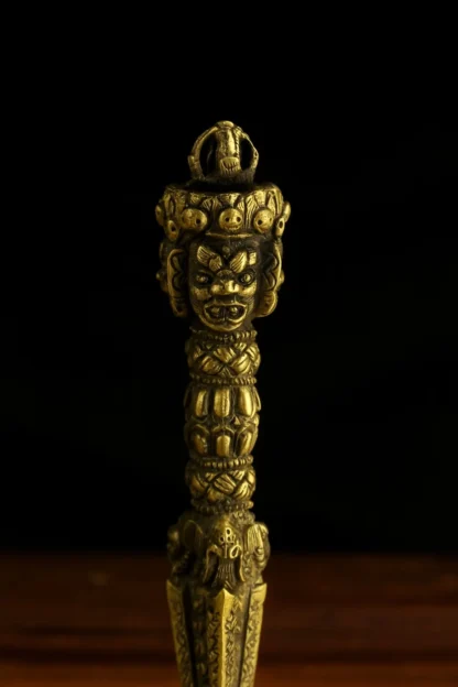 Tibetan Vajra Dorje Ritual Dagger – Handmade Alloy Phurba for Spiritual Protection & Meditation - Image 2