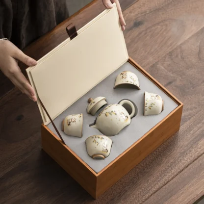 Ru Kiln Chinese Gongfu Tea Set – 5-Piece Celadon Porcelain Teaware for Traditional Tea Ceremony - Image 2