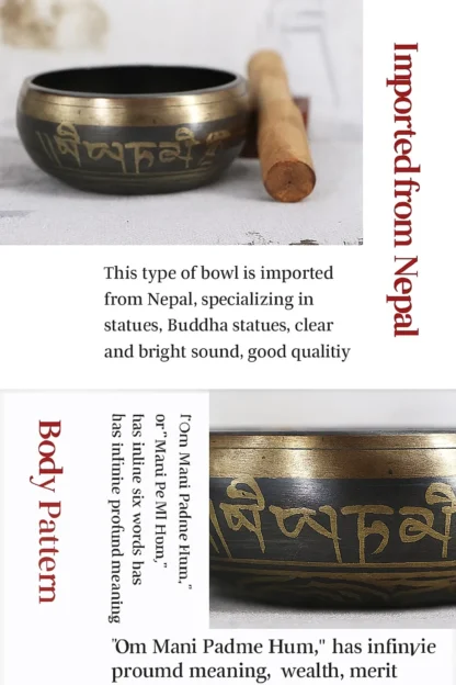 Tibetan Meditation Bowl – Mantra Singing Bowl with Mallet - Image 3