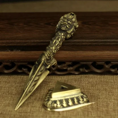 Tibetan Vajra Dorje Ritual Dagger – Handmade Alloy Phurba for Spiritual Protection & Meditation - Image 5
