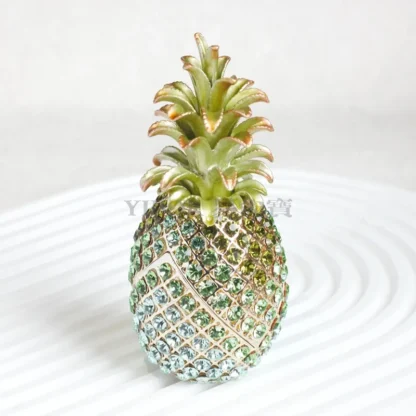 Enamel Pineapple Crystal Jewelry Box – Hand-Painted Decorative Craft Ornament - Image 3