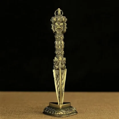 Tibetan Vajra Dorje Ritual Dagger – Handmade Alloy Phurba for Spiritual Protection & Meditation - Image 6