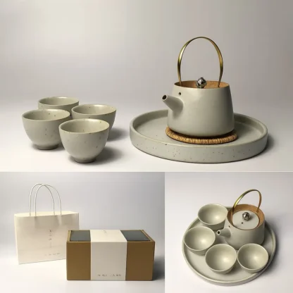 Ru Kiln Ceramic Tea Set – 5-Piece Traditional Chinese Teaware - Image 3