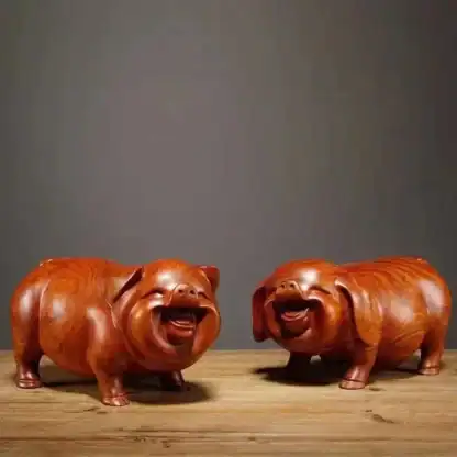 Hand-Carved Pig Ornament in Ebony or Rosewood – Home Décor - Image 2
