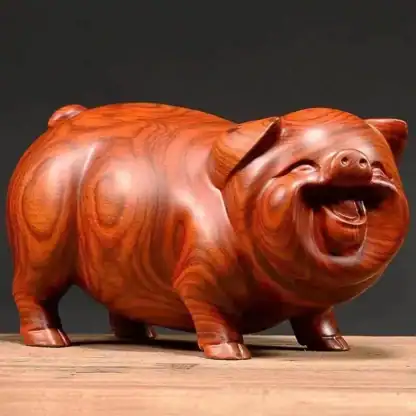 Hand-Carved Pig Ornament in Ebony or Rosewood – Home Décor - Image 3