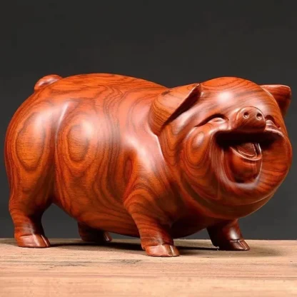 Hand-Carved Pig Ornament in Ebony or Rosewood – Home Décor - Image 3