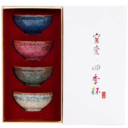 Chinese Kiln-Change Crackle Celadon Teacups – Four Seasons Gift - Image 5