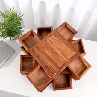 Luxury Walnut Luban Puzzle Storage Box