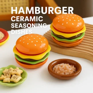 🍔 Ceramic Hamburger Dipping Sauce Dishes – Creative Mini Plates for Soy Sauce, Vinegar, Condiments & Snacks