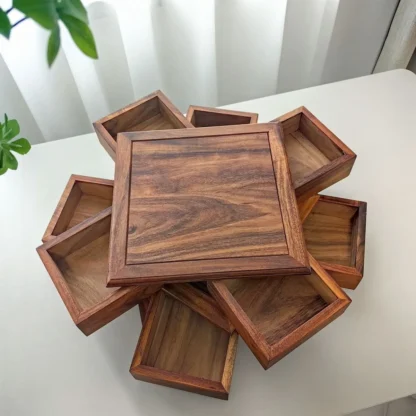 Luxury Walnut Luban Puzzle Storage Box - Image 2