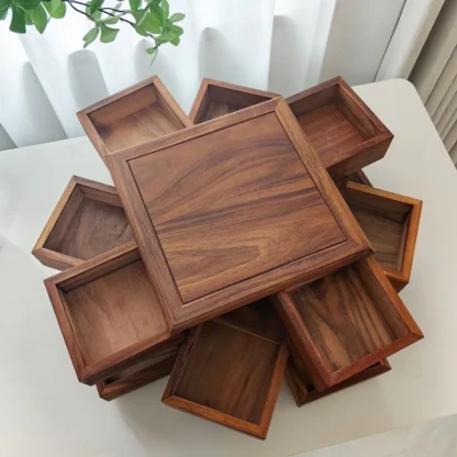 Luxury Walnut Luban Puzzle Storage Box - Image 3