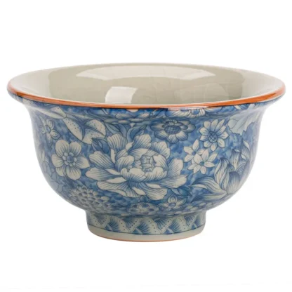 Ru Kiln Floral Blue and White Porcelain Tea Cup – Traditional Chinese Teaware - Image 3